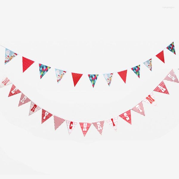 Decorazione per feste Striscioni natalizi da 3 m MERRY Letter Pennant rosso Cartone animato Babbo Natale Ornamento Bandiere Decorazioni per la casa Stamina