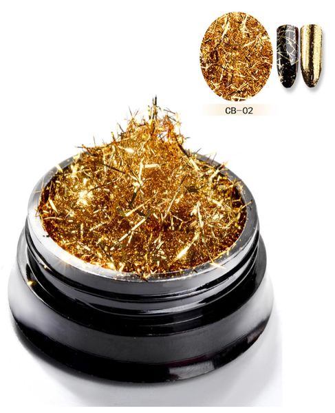 Nail Art Glitter Ouro Prata Listras De Seda Linhas Lantejoulas Efeito Mágico Cromo Pó Espelho Pó Folha De Alumínio Flocos Decoração C3242120