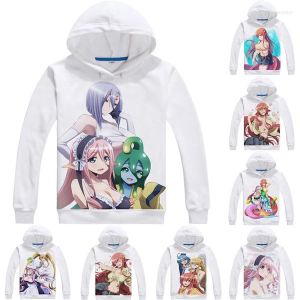 Herren Hoodies Coolprint Anime Monster Musume 3D Langer Kapuzenalltag mit Mädchen Miia Papi Cosplay Sweatshirts