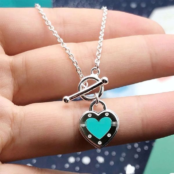 Tiffanylris ecklaces Collana t Collana in argento sterling 925 Love Ot Fibbia Collana con ciondolo a forma di cuore Cravatta Piccola folla Collare Chainmc5f