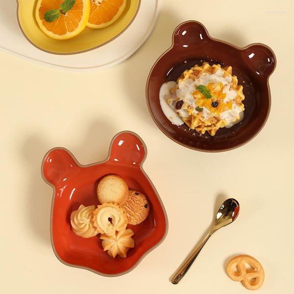 Piatti Piatto da dessert a forma di animale Porcellana Frutta Caramelle Torta Piatto da portata Salsa per stoviglie da cucina per bambini