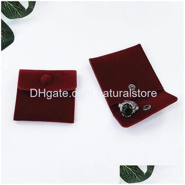 Mücevher Torbaları Çantalar Yumuşak Veet Çanta Snap Düğmesi Küçük Hediye Çanta Koşusu Takımlar Ekran Ambalaj Damlası Dağıtım Dhmeq