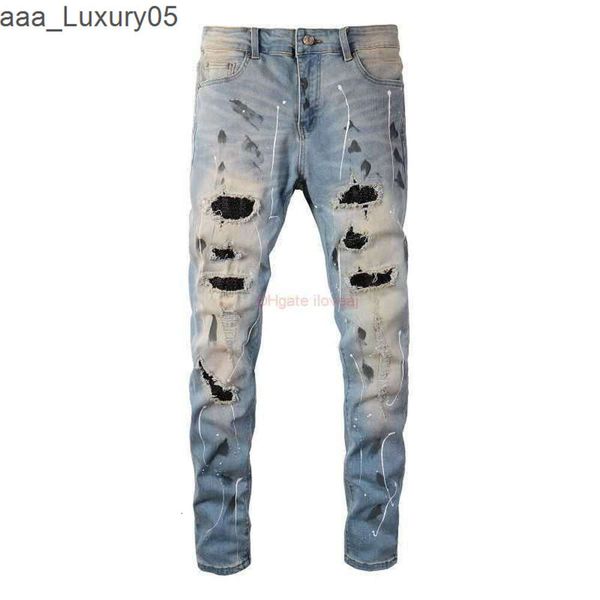 Mens Jeans Am Designer Roupas Es Denim Calças Trendy Distressed para Homens R Elastic Slim Fitting Leggings Lavado Raspado Juventude Persona Amirlies Amis Amii