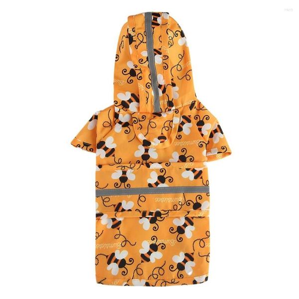 Abbigliamento per cani Impermeabile stampato Leggero riflettente impermeabile con cappuccio Foro per imbracatura Poncho per giacca antipioggia da esterno