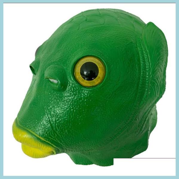 Máscaras de festa de peixe verde cabeça de máscara máscara novidade látex animal de cabeça aberta para adt cospaly adereços Drop Drop Home Garden Festive Dh9sj