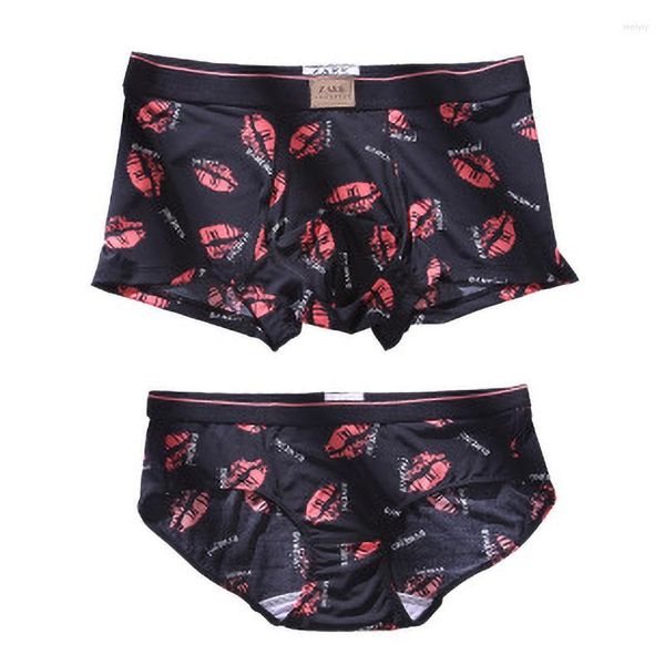 Cuecas casal de casal de roupas de roupas masculinas boxer shorts homens da cintura média calcinha feminina de verão impressão legal amantes de alta qualidade