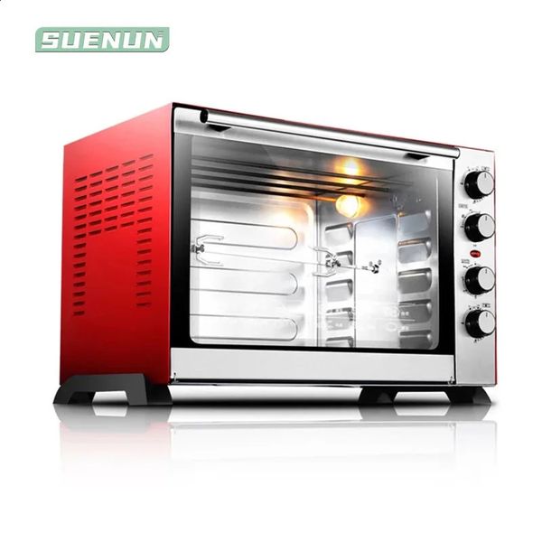 ForniTostapane Forno elettrico meccanico domestico Controllo della temperatura Acciaio inossidabile Pannello in cristallo nero 60L 231118