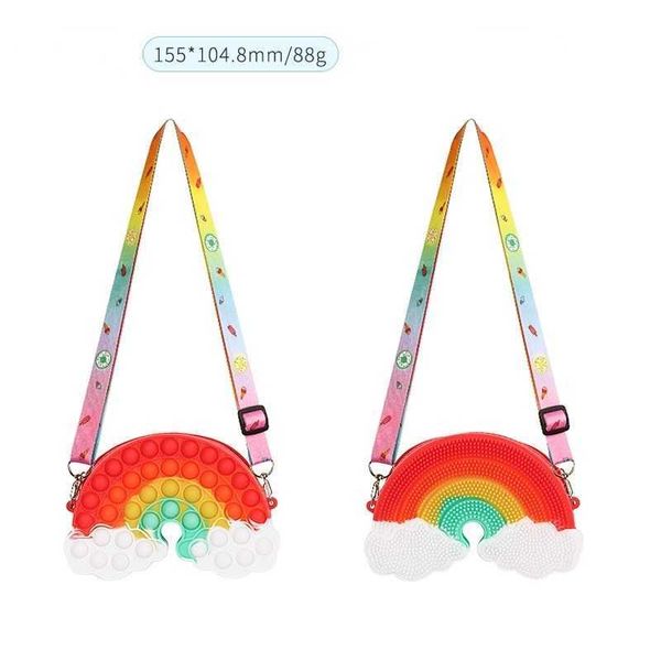 Festas de presente fidget brinquedos women silica gel bolsas de mão infantil câmeras de desenho animado de frutas padrões de descompressão dupla face-ombro