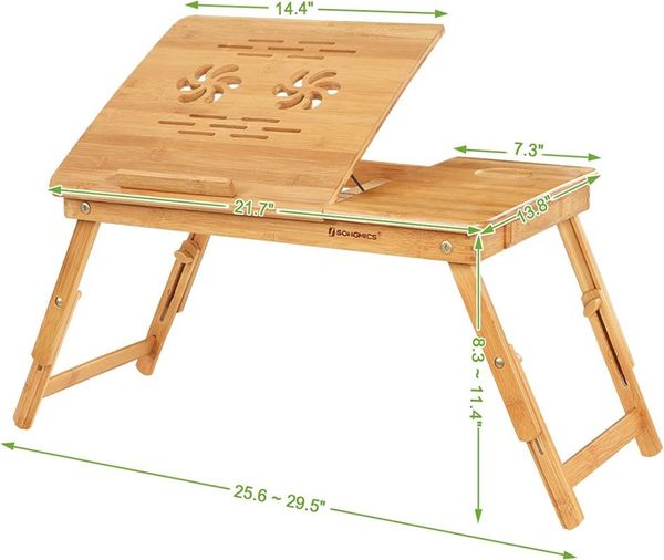 Мебель для спальни Бамбуковый стол для ноутбука с регулируемой наклонной столешницей и складными ножками для спальниBedStudy 138quotD x 295quotW 1033928