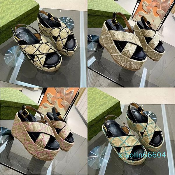 Top-Quality Casual Shoes Designer Slipper Plattform Sandalen gestickt Buchstaben Mules Frauen Dicke Boden Sandale flache High Heels Gummi-Flip Flops 35-42