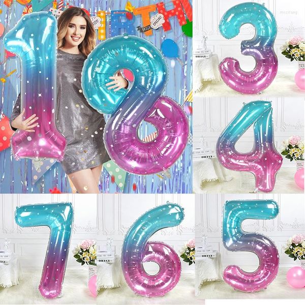 Partydekoration 101,6 cm großer blauer rosa Zahlenballon 0-9 Folie Heliumkugel alles Gute zum Geburtstag Hochzeitsdekoration Babyparty Jahrestag