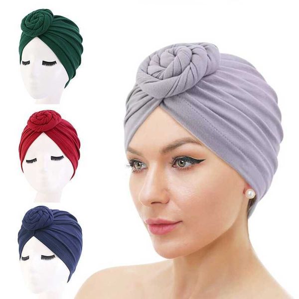 2PC Fasce Mamma e bambini turbante Cappello Berretto con fiocco grande Morbido nodo carino Nursery Beanie annodato headbad Copricapo da donna India Hat Hijab Cap Y23