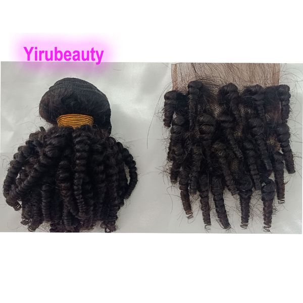 Brasilianisches reines Echthaar Funmi Hair Bouncy Curly Afro Kinky Curly 3 Bundles mit 4X4 Lace Closure Free Part Natural Color 10-20inch