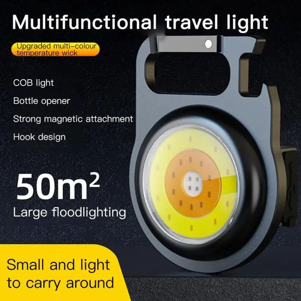 Lanternas Tochas Multifuncional Mini COB Chaveiro Flahlight Luz USB Carregamento Camping Lâmpada de Emergência Forte Trabalho de Reparo Magnético 231118