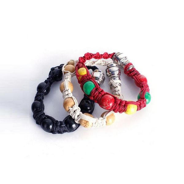 Bracciale in metallo portatile Fumo Pipa per pipa clicca n vape Metallo tabacco erba in incognito Tubi per sigaretta a mano Legno Giamaica Rasta