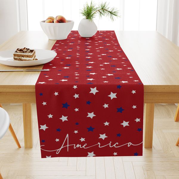 Runner da tavolo stampato in lino, soggiorno americano, tavolo da pranzo, stoffa decorativa, tovaglia da caffè per festival