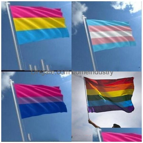 Banner Flags 90X150Cm Panual Tansgender Flag New Polyester Rainbow Banners Articoli per feste Parade Celebration Articles 4 8Qt Drop Del Dh1B3