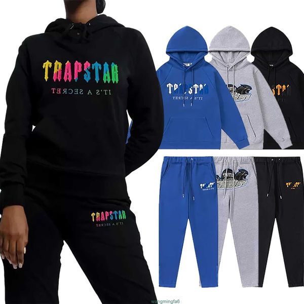 7s51 Trapstar Designer Suit da uomo in pile Tute sportive Asciugamano Ricamo Lettera Full Rainbow Decodifica con cappuccio