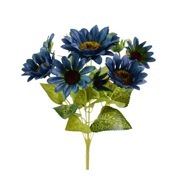 A buon mercato all'ingrosso Piccoli girasoli Bouquet Seta artificiale Piccoli girasoli Fiori decorativi Bellissimi fiori di girasole in plastica di seta Decorazione per feste a casa