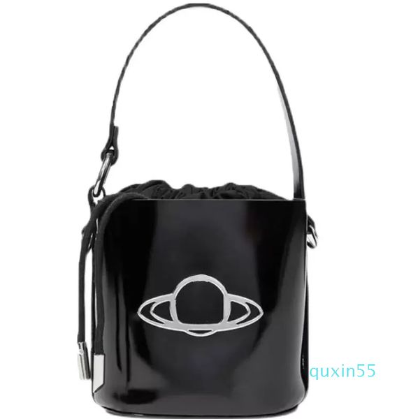 Designer-Damentaschen Handtasche klassisch Metall Saturn dekorative Umhängetasche Retro Lackleder Bucket Bag Punk-Style