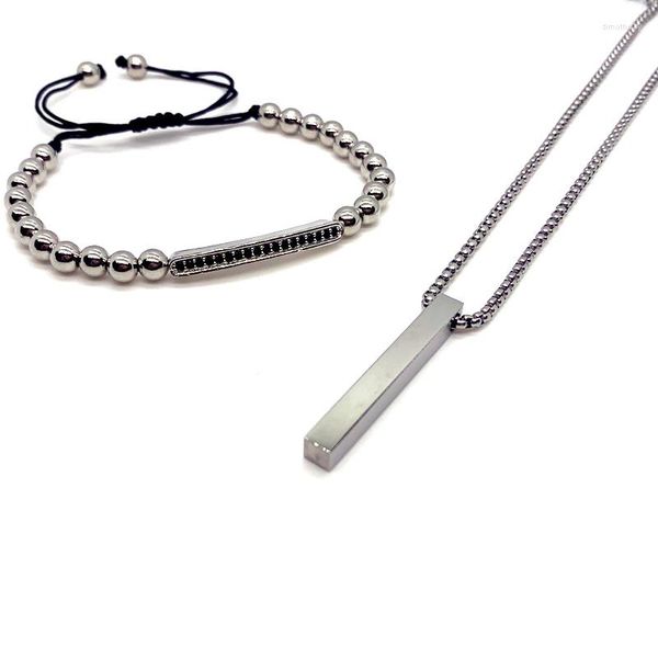 Серьги ожерелья установите 2 PSC/Set Fashion Long Tube Bracelet прямоугольник для мужчин ручной ткани для скидки бокс -коробки цепи ювелирные украшения