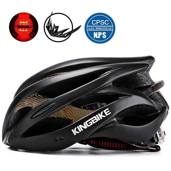 Fahrradhelme KINGBIKE Fahrradhelm Ultraleicht MTB Fahrradhelm CPSC Fahrradhelme mit Rücklicht Radfahren Carbon Farbe Fahrradhelm P230419