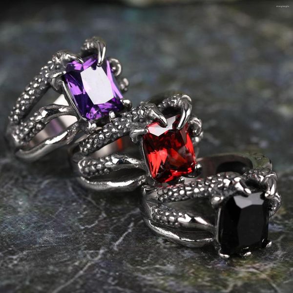 Cluster Rings 2023 316L из нержавеющей стали моды Dragon Claw Purple циркон Каменные мужчины и женщины звонят высокое качество Jewelry Factory оптом