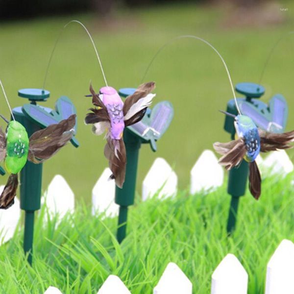 Decoraciones de jardín 1 pieza de ala de pluma voladora con energía Solar decoración de adorno de patio de colibrí falso