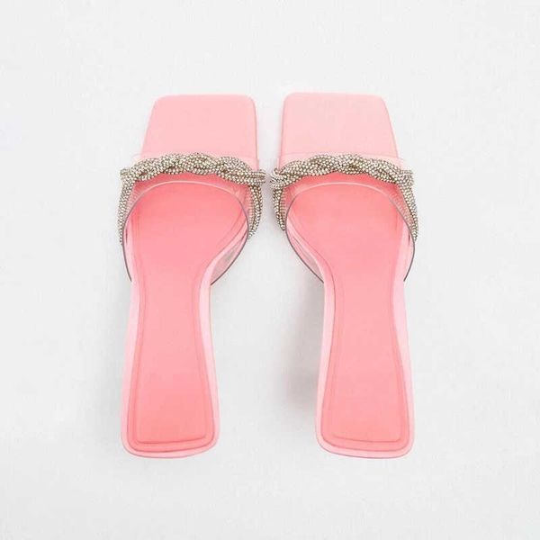 Sandals Nxy Pink High Heel Summer Women Women Chain Slippers Transparent PVC Beach Sandal Woman Plus Heels 230406