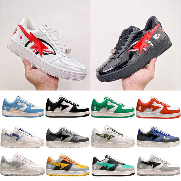 2023 Bapesta Sta Low Designer Scarpe da corsa per uomo Donna Block Shark Nero Bianco Teal Marrone Pelle scamosciata gialla Pelle verniciata Blu Bianco uomo donna Train Jogging Sneakers