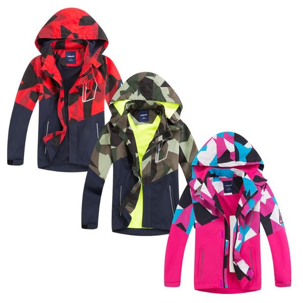 Jackets de caça crianças Caminhadas ao ar livre Windbreaker Softshell Crianças Crianças lã de lã de peles à prova d'água meninos acampando casca macia.