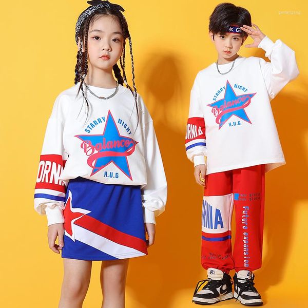 Abbigliamento da palcoscenico per bambini Hip Hop che mostra abbigliamento per adolescenti costume da cheerleader felpa pantaloni gonna per ragazze ragazzi costumi di danza jazz vestiti