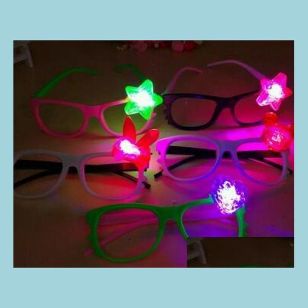 Andere Event Party Supplies LED-Blitzbrillenrahmen Neue Kinder Mädchen Junge Cartoon Blinklichter Bar Dekoration Weihnachten Kinder Coo Dhpqc