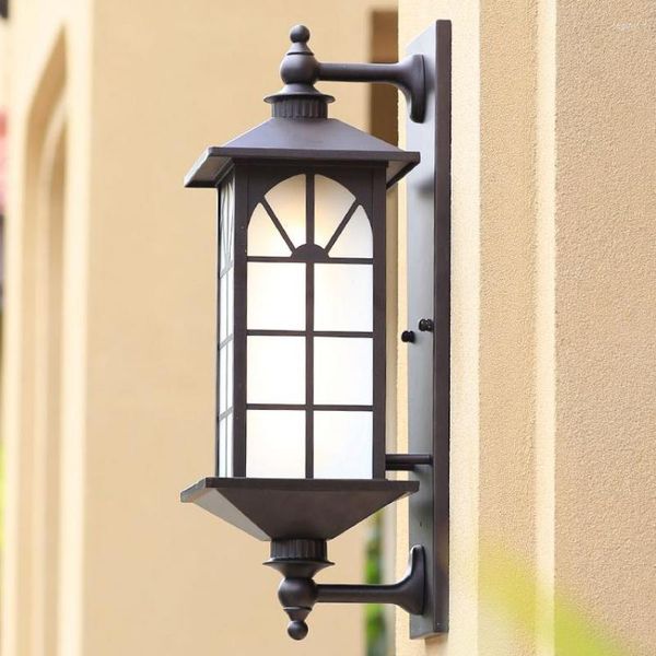 Lampada da parete Decor Vintage Iron Garden Illuminazione per esterni Portico Luci E27 LED Sconce Street Landscape Light External