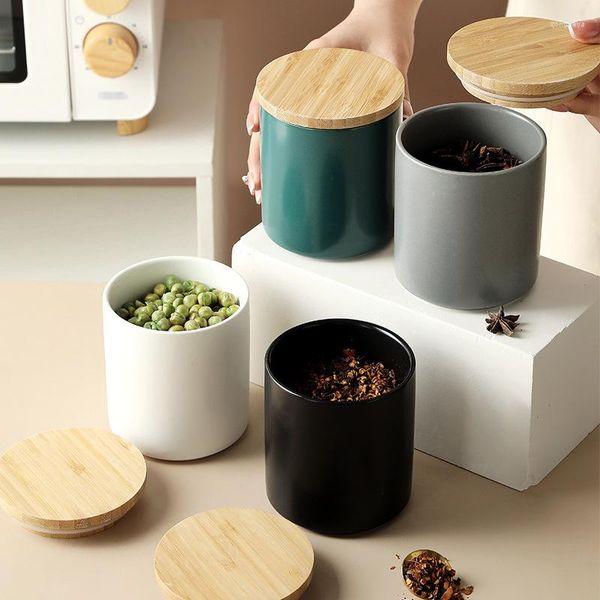 Garrafas de armazenamento Organizador de cozinha e recipiente nórdico Cerâmica Locada Recipientes de Alimentos Itens Cuisine