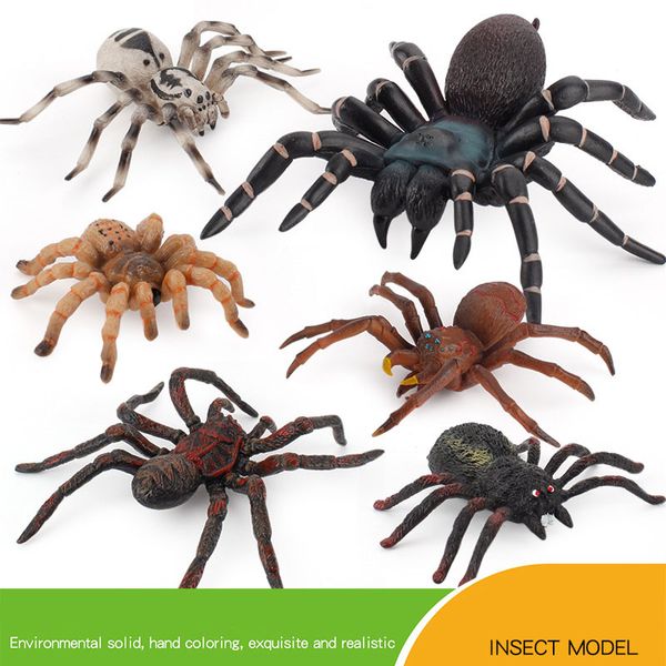 Decorações de festas de Halloween figuras de aranha simuladas Animais selvagens Toys modelo Ação surpresa Figura Presente para crianças Tarântula realista Figuras decoração