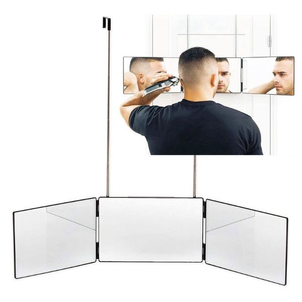 Spiegel 3-Wege-Spiegel, dreifach faltbar, verstellbar, tragbares Make-up zum Selbstschneiden und Styling von Haarschnittwerkzeugen