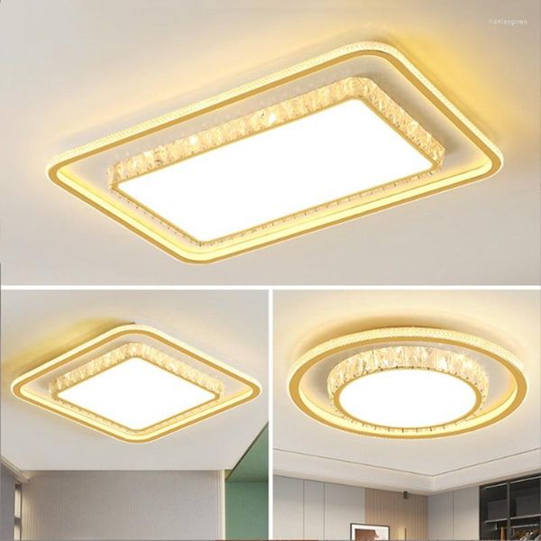 Luzes de teto Lâmpada de cristal Sala de estar QingsHe LED Inteligente Lâmpadas de decoração interna Bedas de jantar modernas salas de jantar lustre lustre