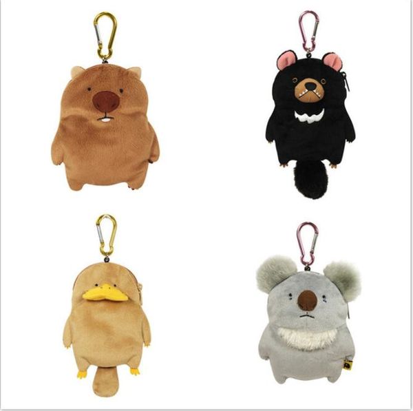 Wombat family platypus pouch badger koala peluche bambola telescopica card bag zero wallet storage bag