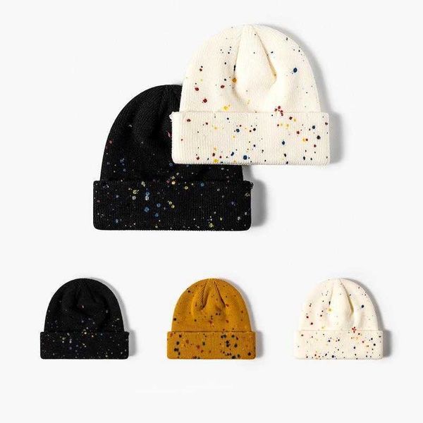 Beanie Skull Caps Chapéu de malha feminino inverno nova versão coreana espessada proteção de orelha quente chapéu de lã gengibre casal chapéu estudante chapéu frio masculino