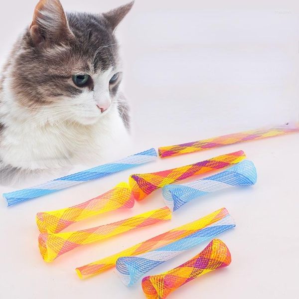 Katzenspielzeug Pet Free Folding Spring Mehrfarbiger elastischer Schlauch liefert Biss für Katzen