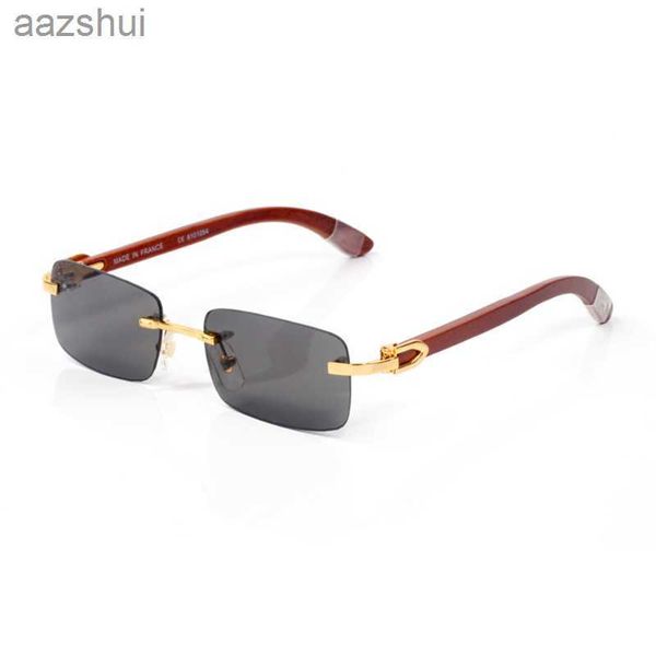 Designer-Sonnenbrille für Herren, Büffelhorn, randlos, für Damen, Schwarz, Braun, kratzfest, Luxusmarke, Buffs Brillen, Vintage-Mode