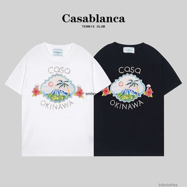 Casablanca Casa Blanca Casablanc Designer Modekleidung T -Shirt Luxus Herren Casual Tees Kokosnuss Bambus Knoten Marke Text Kunst Digitaldruck Kurzarm Tsh Hild