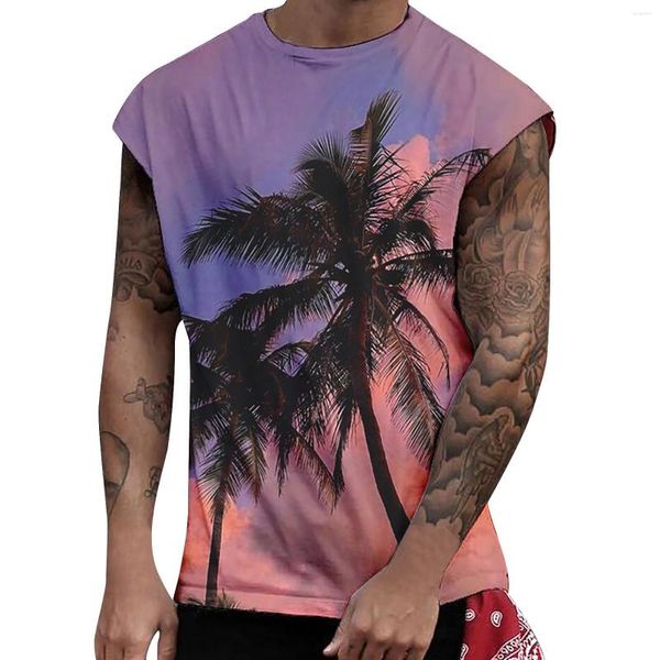 Erkek tank üstleri sade erkek gömlek erkekler rahat plaj hawaiianss boho baskı kolsuz kas tees serin egzersiz tişörtleri korse