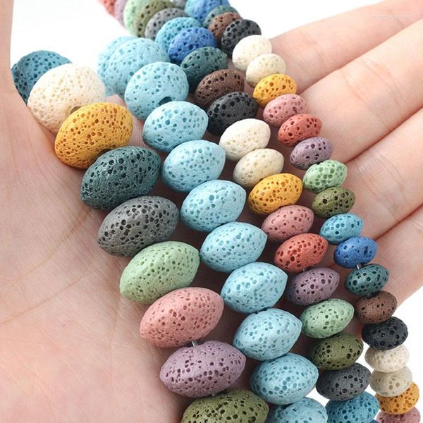 Minchas Vulcânicos Vulcânicos Naturais Spacer Rondelle para Jóias Fazendo Acessorias Diy Colar de pulseira de contas 6mm 8mm 10mm