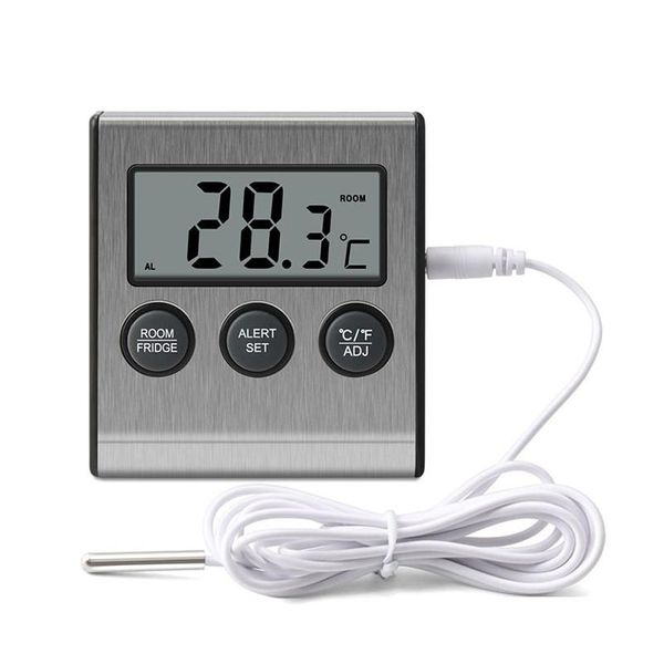 Thermometer Digitaler Zer-Alarm mit Sondenmagnet Kühlraumtemperaturanzeige Monitor Kühlschrankthermometer Tropfenlieferung Dhgarden Dh08C