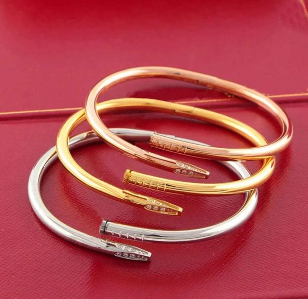 Love Gold-Armband, Nagel-Armband, Designer-Armband für Damen, Herren-Armband aus Edelstahllegierung, Hochdruck-Armband, vergoldetes Silber, Rosenschmuck, Diamant