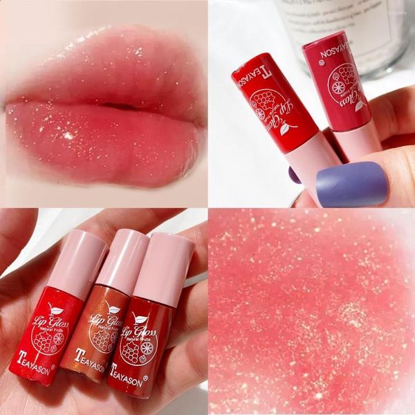 Lip Gloss Color Incolador de geléia transparente Bright Lips Lips Mel Vidro Tain Fhin Shiny Light Band Tint Cosmetics