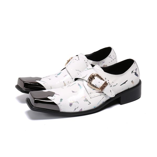 White B45AC Men Oxfords Wingtip Классический бизнес -броги формальные квадратные железные носки итальянская элегантная обувь Свадебные господства
