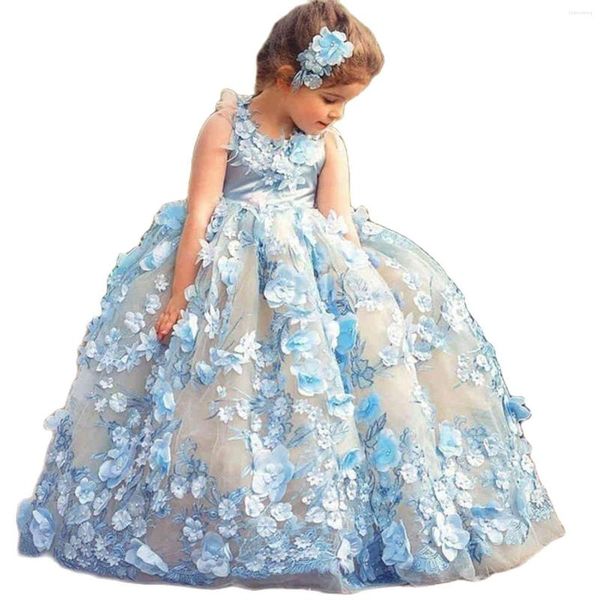 Девушка платья бальный платье принцесса цветок для свадебного 3d цветочный аппликационный малыш.